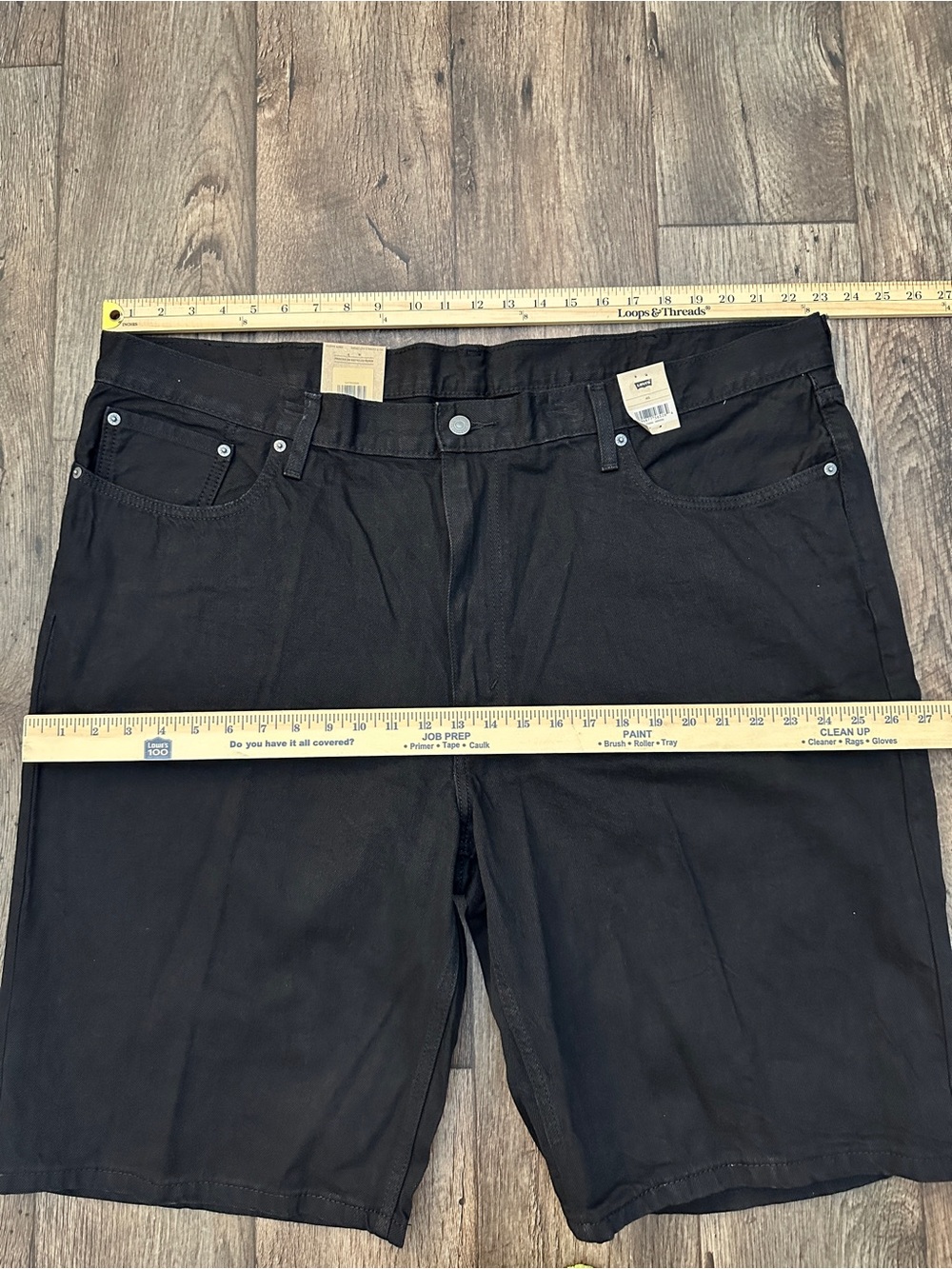 Levis 469 Loose 100% Cotton Denim Shorts Men’s Size 46 Black - Picture 6 of 10